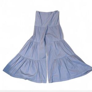 XCVI gray tiered flare ruffle pants size xs pull on fold over wide leg cropped